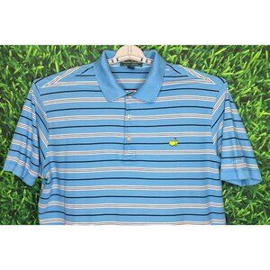 Masters Collection Golf Short Sleeve Blue Striped Polo Shirt Augusta Georgia XL